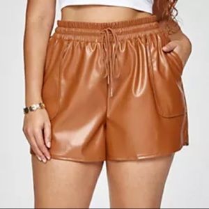 Brown Faux Leather Shorts sz 1 = 14/16
